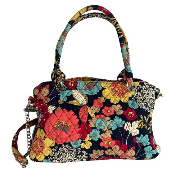 Vera Bradley Happy Snails Quilted Satchel Floral Shoulder Chain Bag Cottagecore - Picture 1 of 9